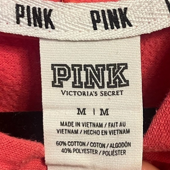 Med PINK Victoria’s Secret Zip Up Hoodie Hooded Sweatshirt Logo Light Jacket - Picture 2 of 5